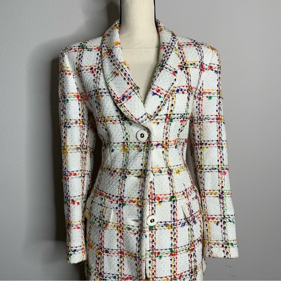 Doncaster Vintage Multicolor Tweed Plaid 2 Piece Skirt Suit Set - Picture 7 of 14